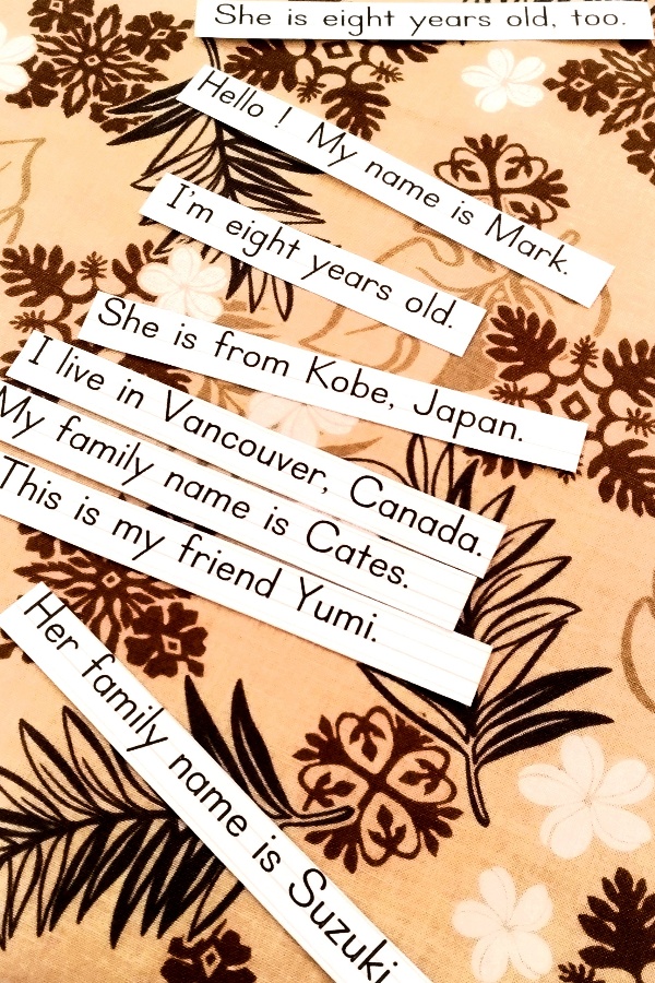 高松さぬキッズ英会話東かがわ教室のレッスンより英語文ならべ